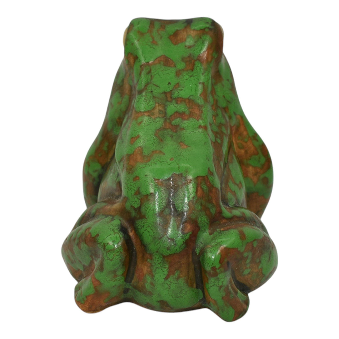 Weller Coppertone 1920s Art Pottery Matte Green Ceramic Frog Figurine