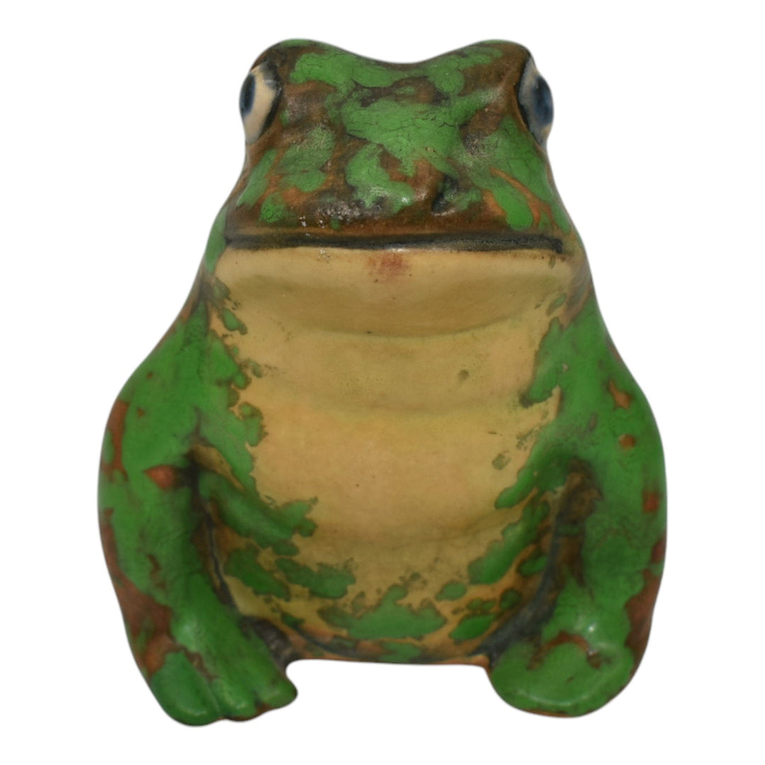 Weller Coppertone 1920s Art Pottery Matte Green Ceramic Frog Figurine