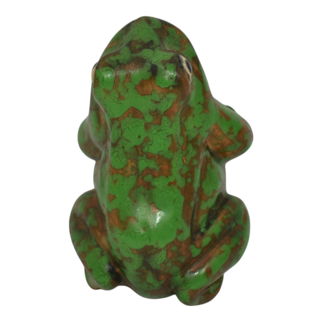 Weller Coppertone 1920s Art Pottery Matte Green Ceramic Frog Figurine