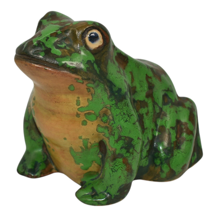 Weller Coppertone 1920s Arts and Crafts Pottery Matte Green Ceramic Frog Figurine