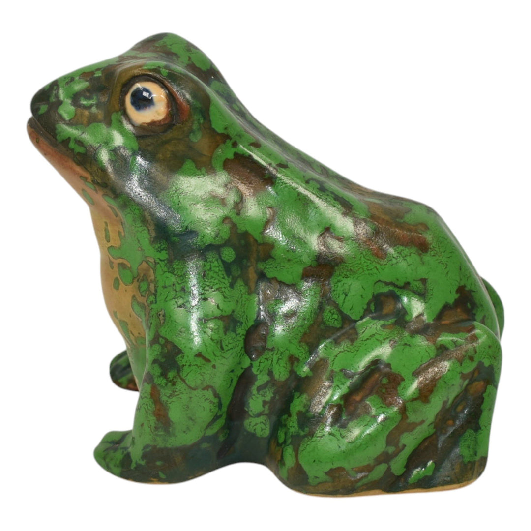 Weller Coppertone 1920s Arts and Crafts Pottery Matte Green Ceramic Frog Figurine