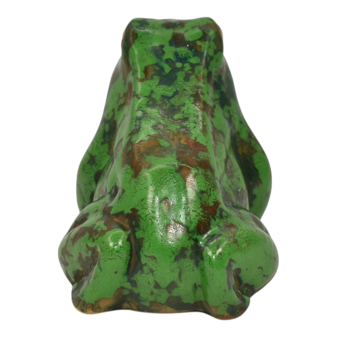 Weller Coppertone 1920s Arts and Crafts Pottery Matte Green Ceramic Frog Figurine