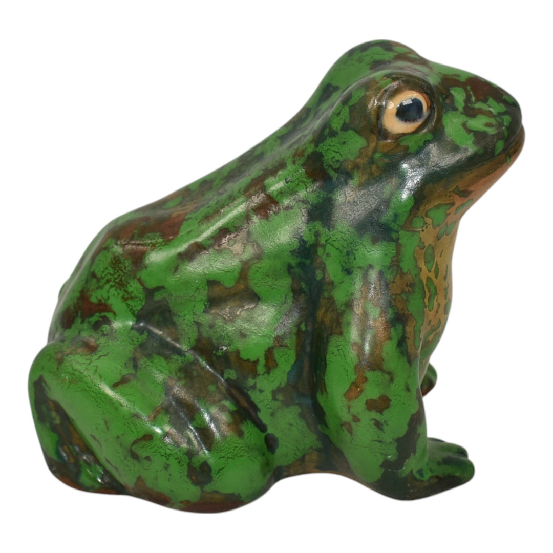 Weller Coppertone 1920s Arts and Crafts Pottery Matte Green Ceramic Frog Figurine