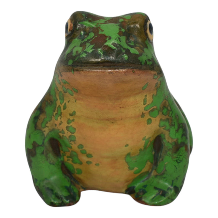 Weller Coppertone 1920s Arts and Crafts Pottery Matte Green Ceramic Frog Figurine