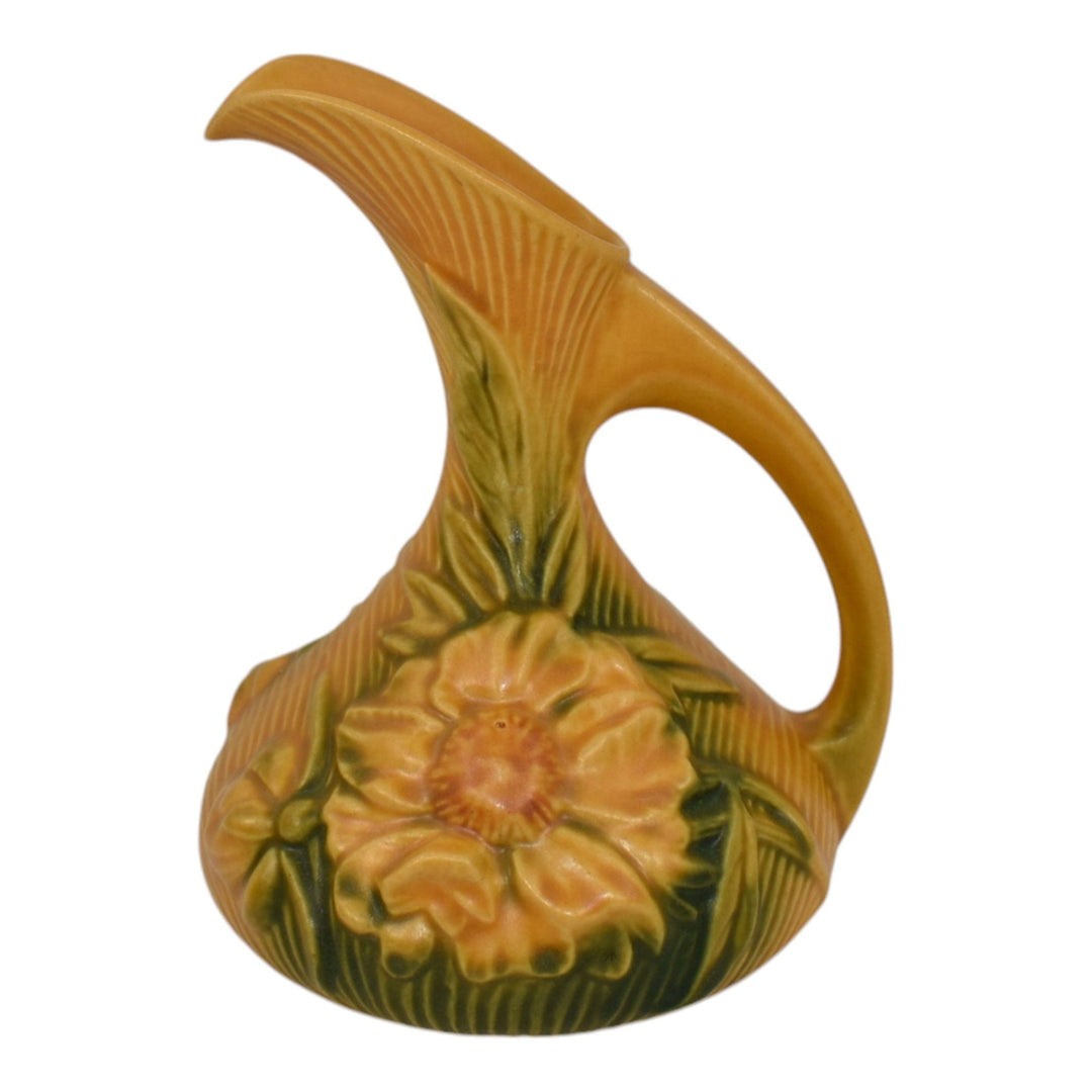 Roseville Peony Yellow 1942 Vintage Art Deco Pottery Pottery Ceramic Ewer 7-6