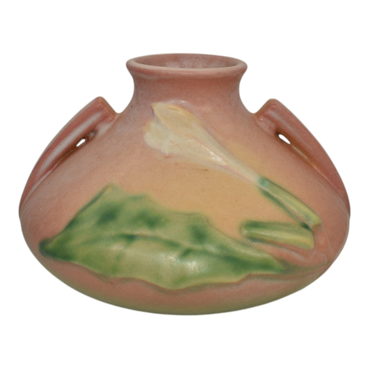 Roseville Thornapple Pink 1937 Vintage Art Deco Pottery Ceramic Squat Vase 808-4