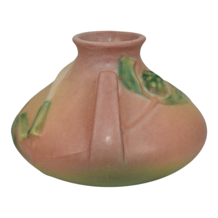 Roseville Thornapple Pink 1937 Vintage Art Deco Pottery Ceramic Squat Vase 808-4