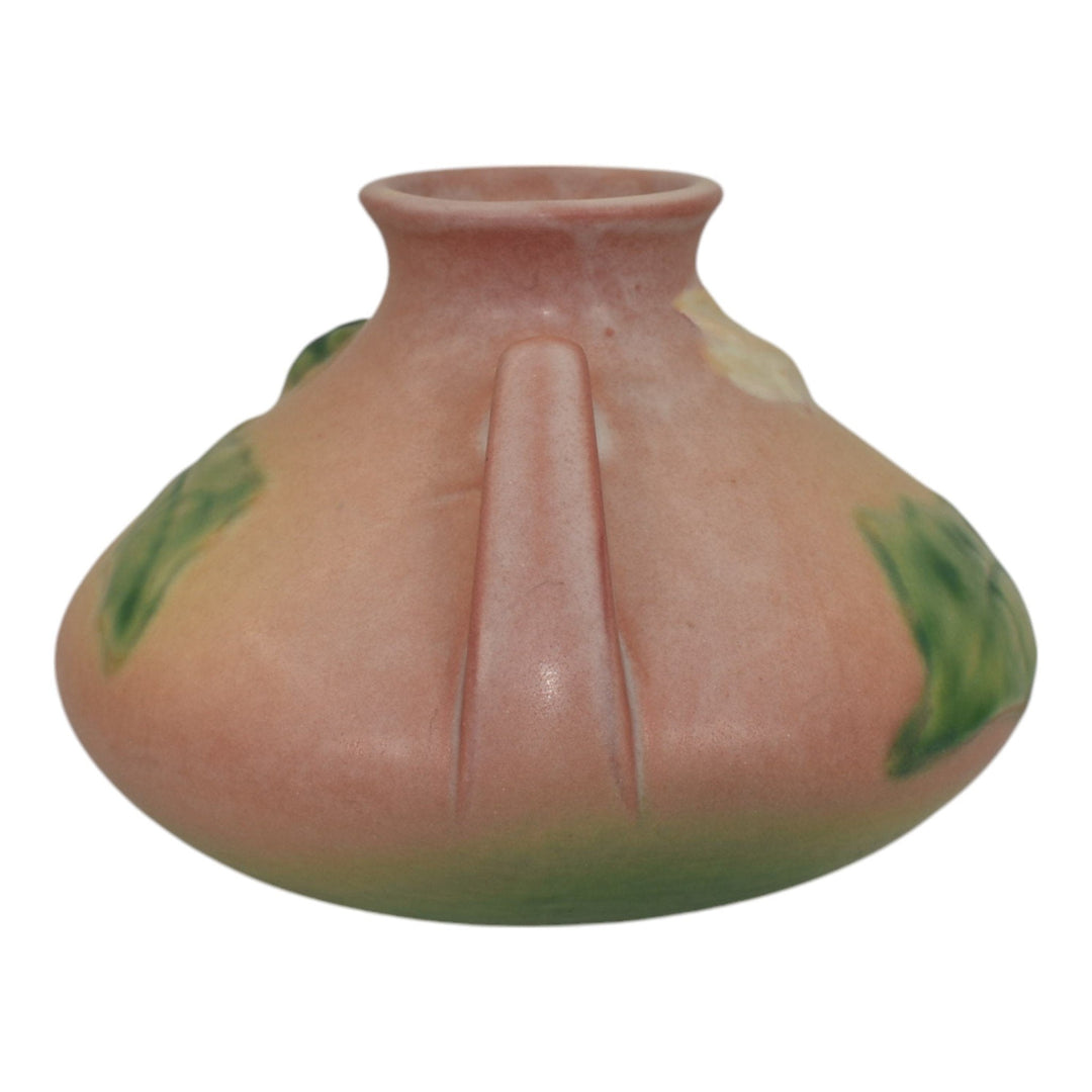 Roseville Thornapple Pink 1937 Vintage Art Deco Pottery Ceramic Squat Vase 808-4