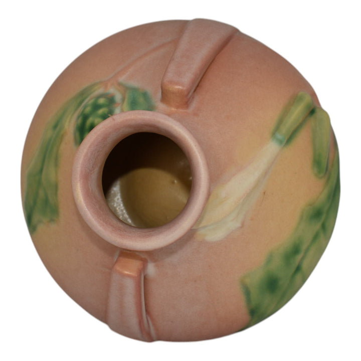 Roseville Thornapple Pink 1937 Vintage Art Deco Pottery Ceramic Squat Vase 808-4