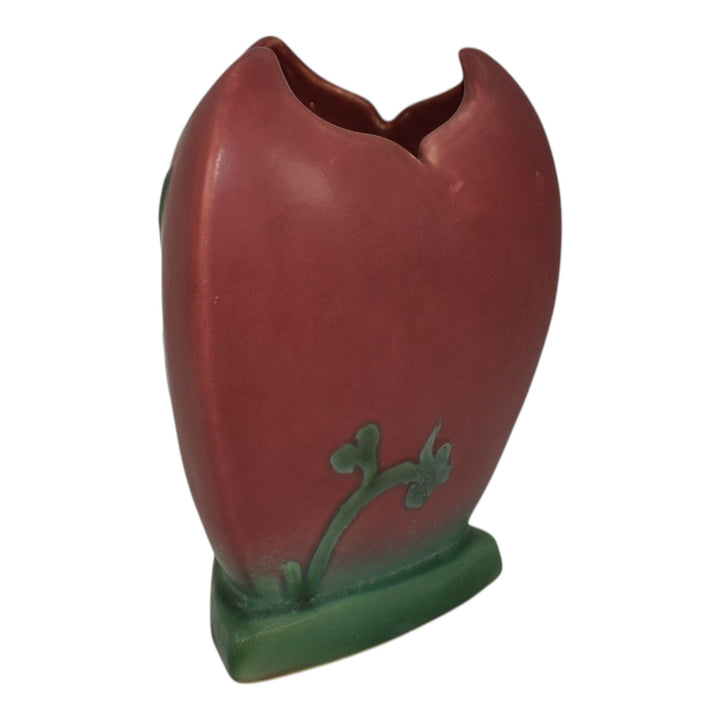 Weller Tutone 1920s Art Deco Pottery Red And Green Triangular Ceramic Vase