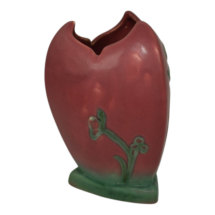 Weller Tutone 1920s Art Deco Pottery Red And Green Triangular Ceramic Vase