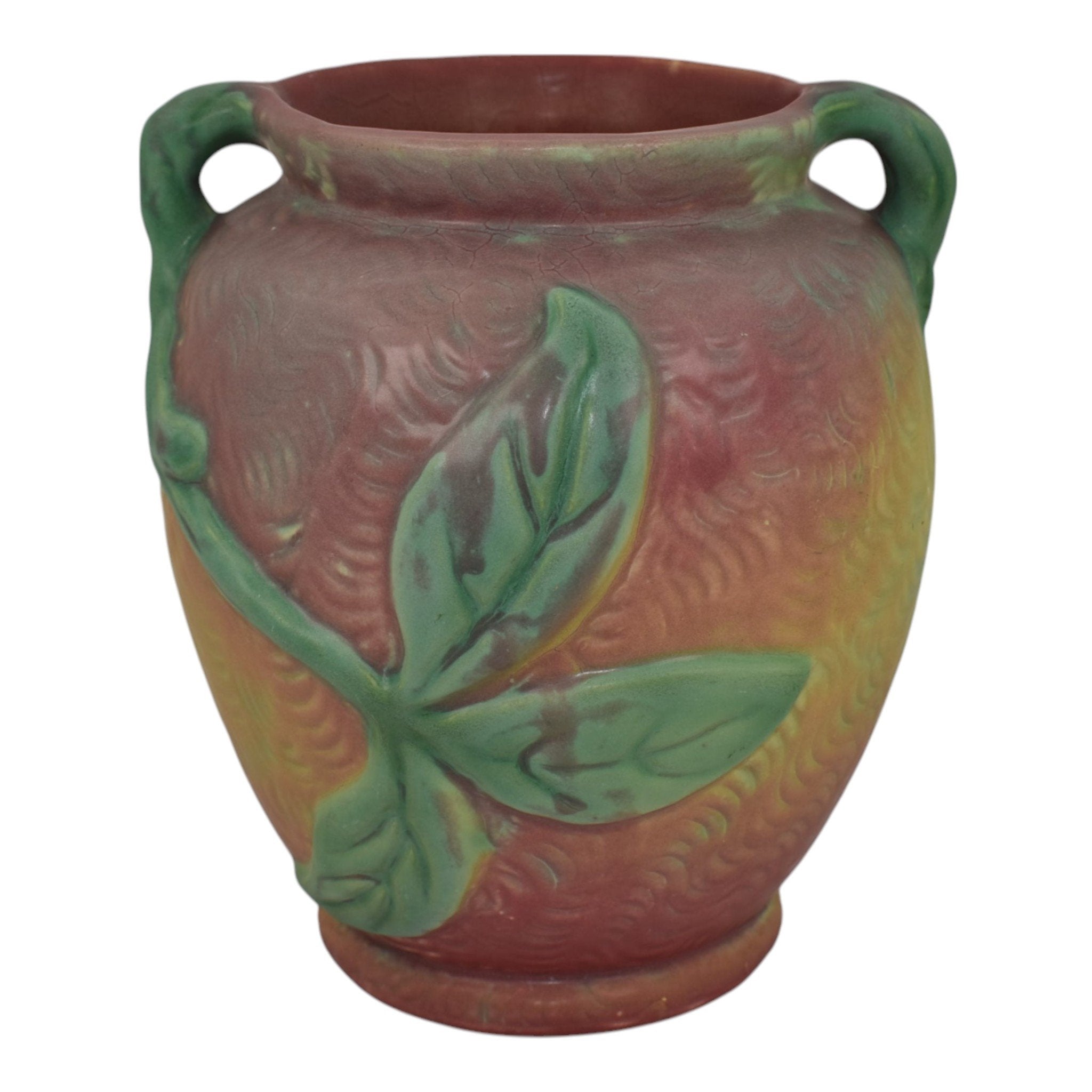 Weller Malverne 1920s Vintage Pottery Floral Red Green Ceramic