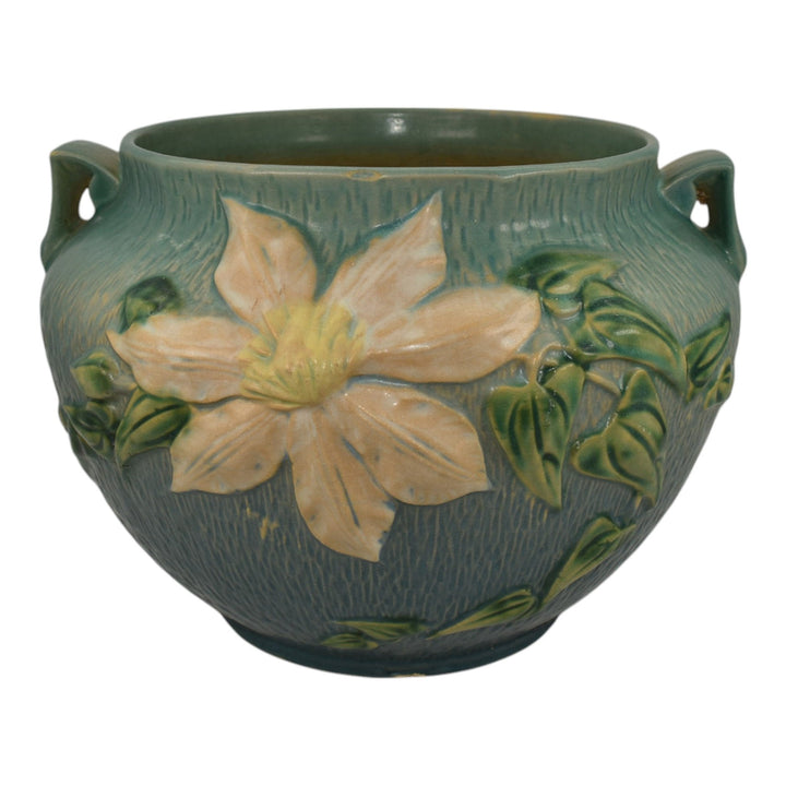 Roseville Clematis Blue 1944 Pottery Jardiniere Planter For Pedestal 667-8