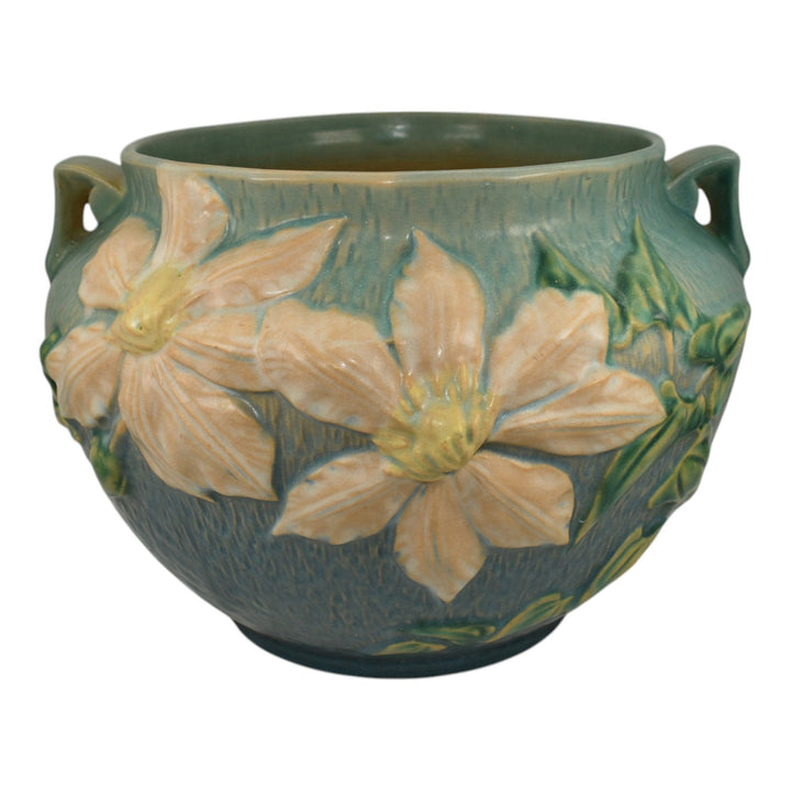 Roseville Clematis Blue 1944 Pottery Jardiniere Planter For Pedestal 667-8