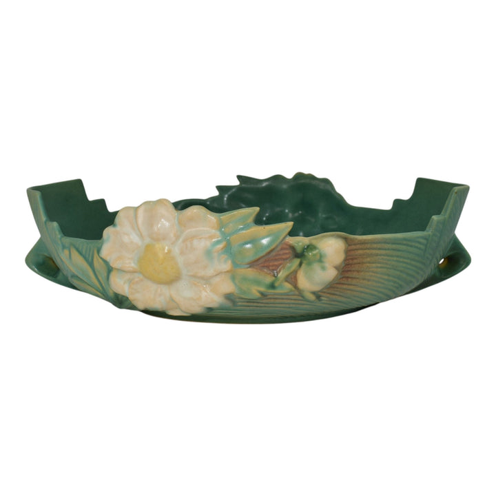 Roseville Peony Green 1942 Vintage Art Pottery Ceramic Console Bowl 432-12