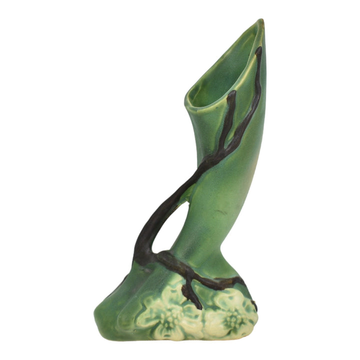 Roseville Dogwood Smooth Green 1920 Vintage Art Deco Pottery Ceramic Bud Vase