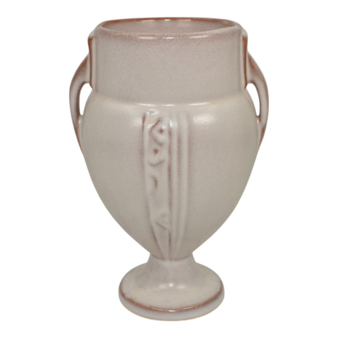 Roseville Moderne Tan White 1936 Vintage Art Deco Pottery Ceramic Vase 787-6 - Just Art Pottery