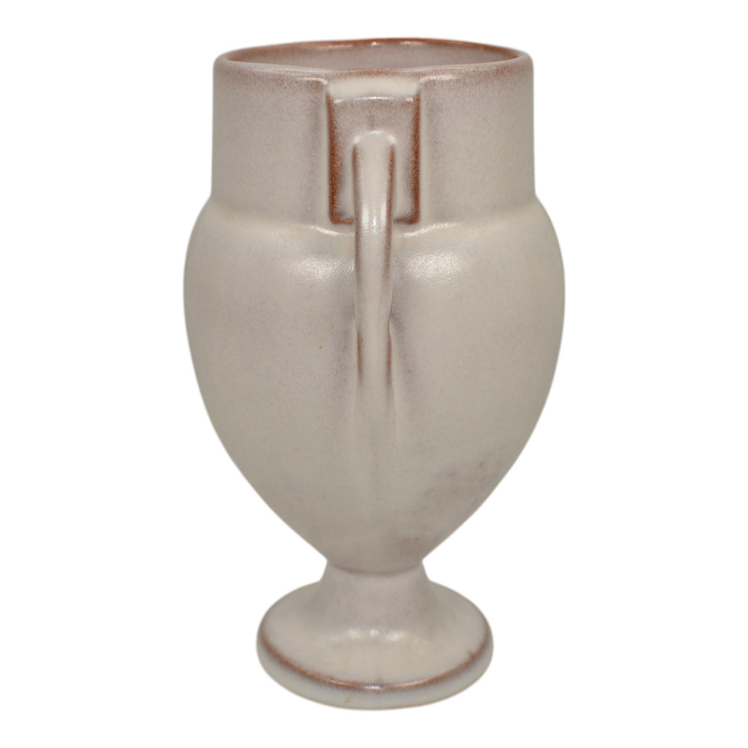 Roseville Moderne Tan White 1936 Vintage Art Deco Pottery Ceramic Vase 787-6 - Just Art Pottery