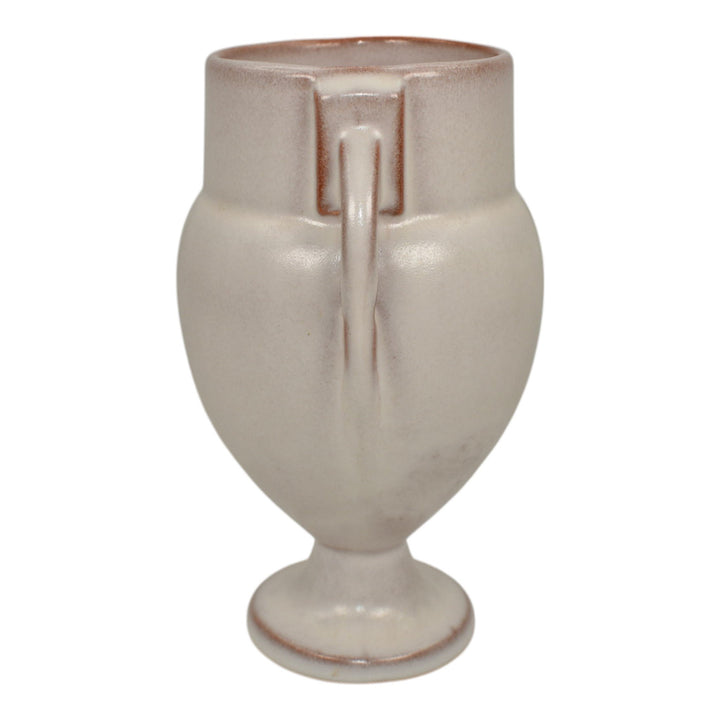 Roseville Moderne Tan White 1936 Vintage Art Deco Pottery Ceramic Vase 787-6 - Just Art Pottery
