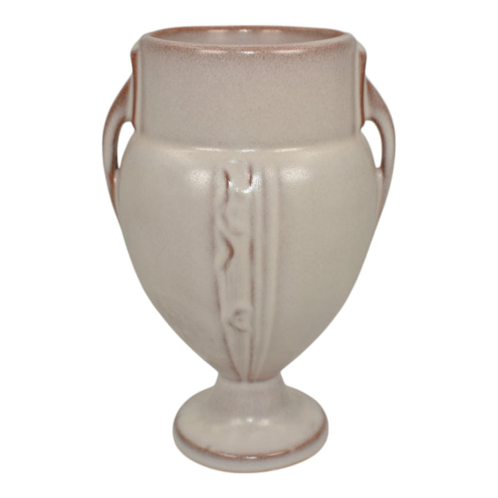 Roseville Moderne Tan White 1936 Vintage Art Deco Pottery Ceramic Vase 787-6 - Just Art Pottery