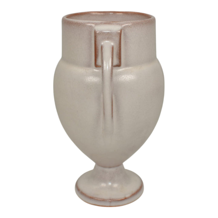 Roseville Moderne Tan White 1936 Vintage Art Deco Pottery Ceramic Vase 787-6 - Just Art Pottery