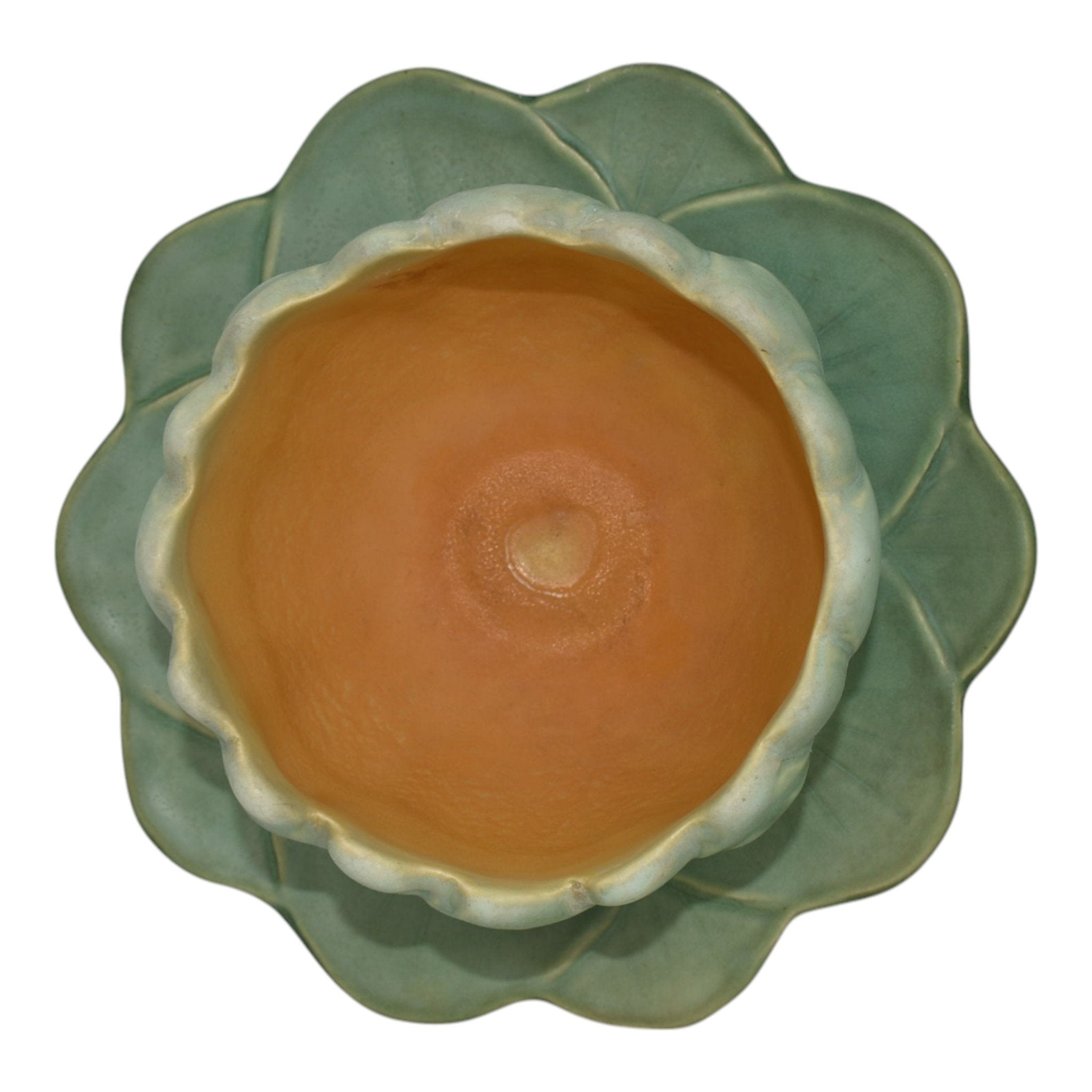 Weller Pumila 1920s Vintage Art Pottery Green Ceramic Water Lily