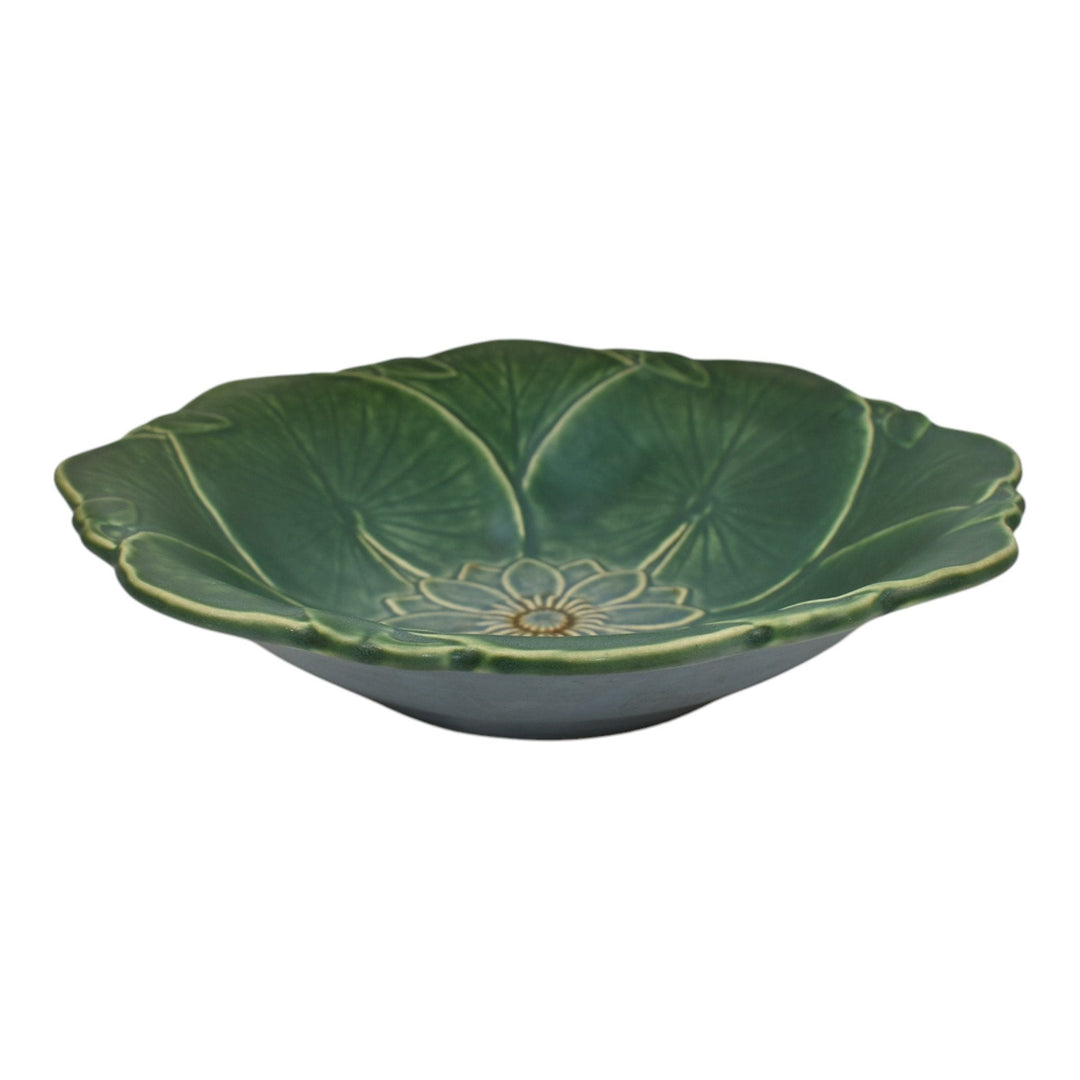 Weller Pumila 1920s Vintage Art Pottery Blue Green Lily Pad Console Bowl