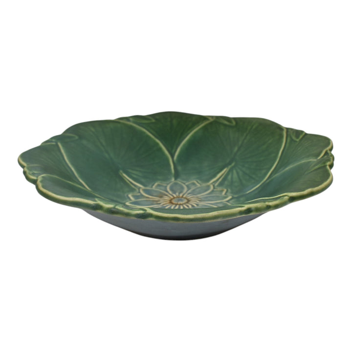 Weller Pumila 1920s Vintage Art Pottery Blue Green Lily Pad Console Bowl