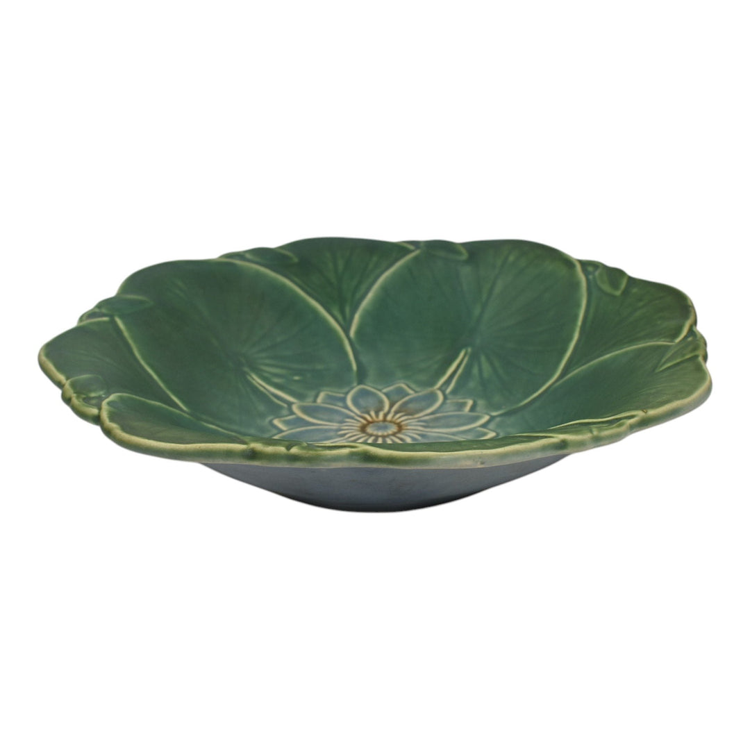 Weller Pumila 1920s Vintage Art Pottery Blue Green Lily Pad Console Bowl