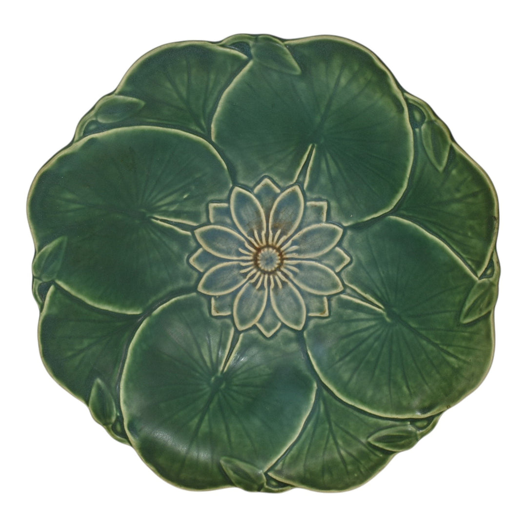 Weller Pumila 1920s Vintage Art Pottery Blue Green Lily Pad Console Bowl