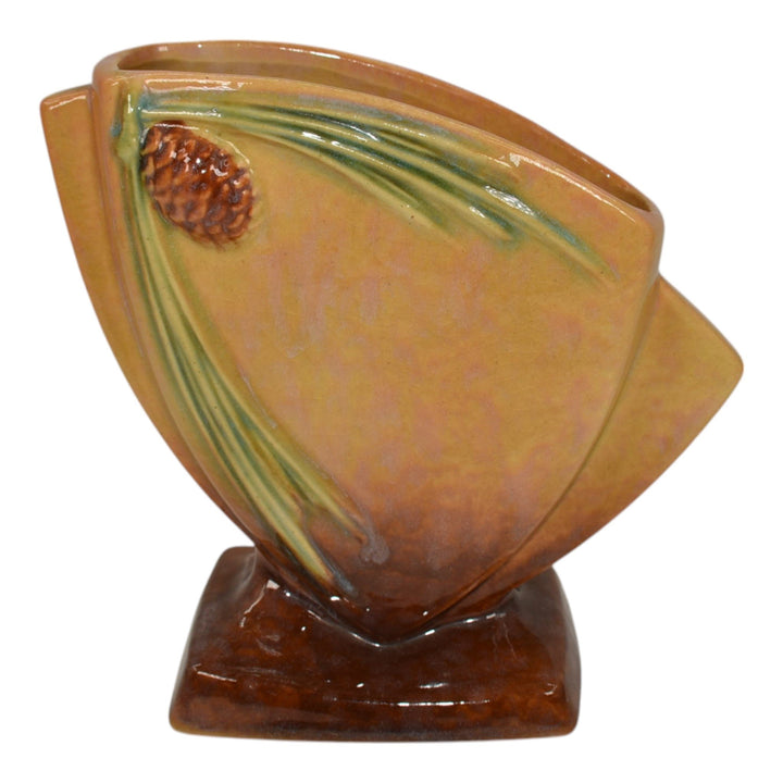 Roseville Wincraft Orange 1948 Mid Century Modern Pottery Pine Cone Vase 272-6