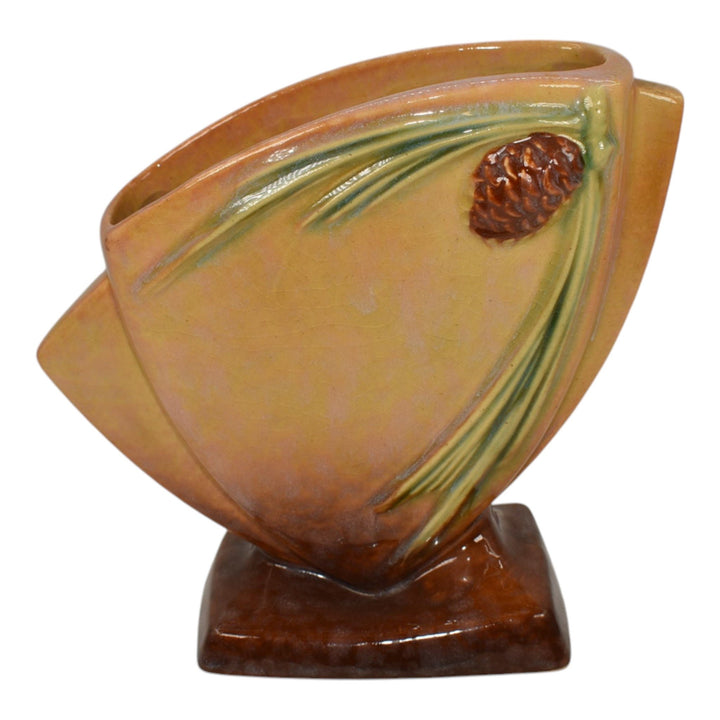 Roseville Wincraft Orange 1948 Mid Century Modern Pottery Pine Cone Vase 272-6