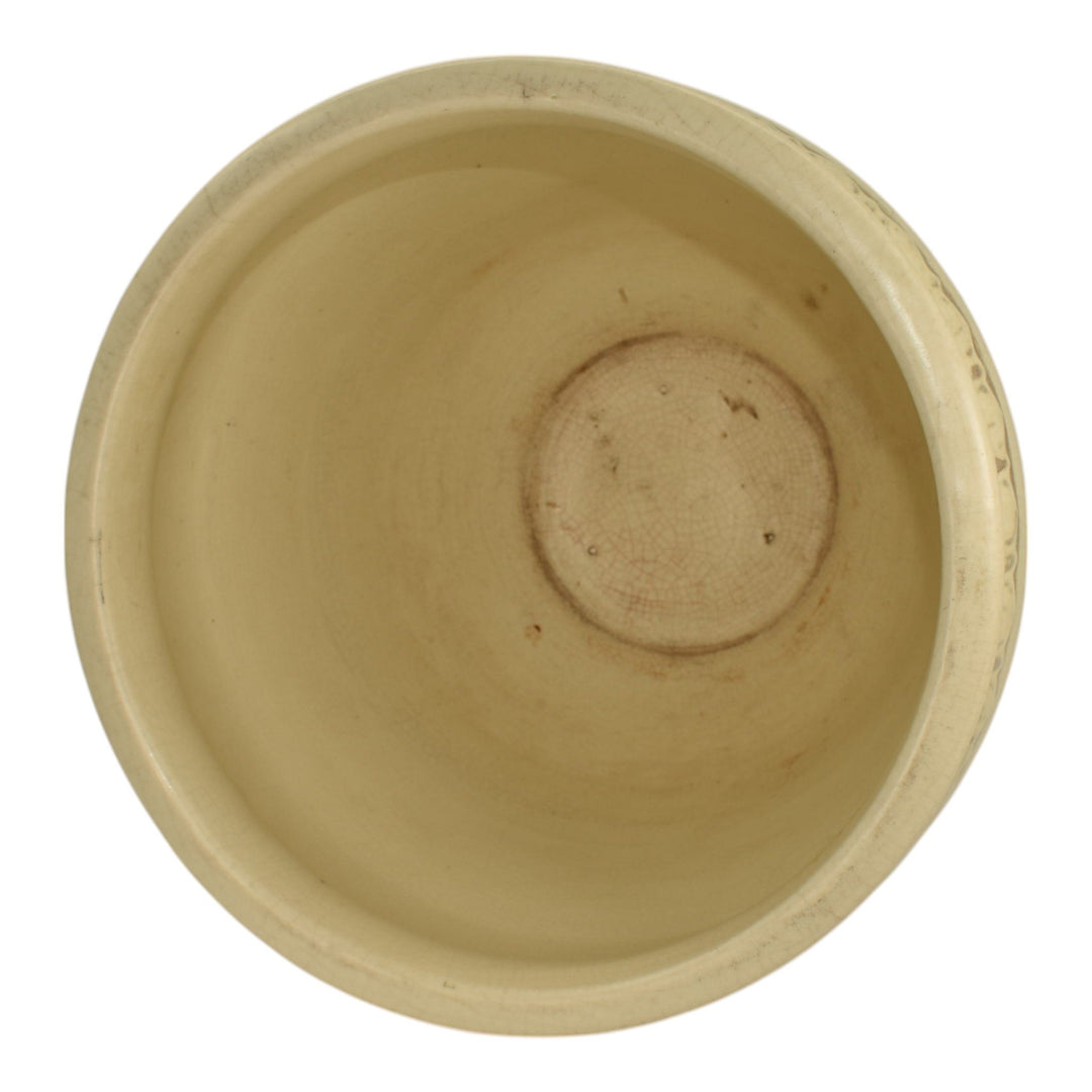 Weller Clinton Ivory Vintage Art Pottery Leaf Ceramic Jardiniere Planter - Just Art Pottery