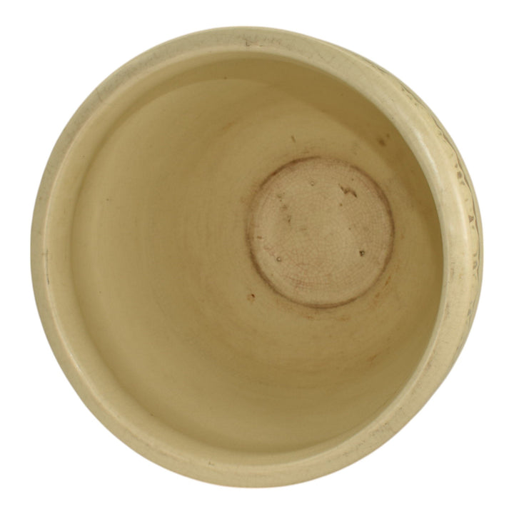 Weller Clinton Ivory Vintage Art Pottery Leaf Ceramic Jardiniere Planter - Just Art Pottery