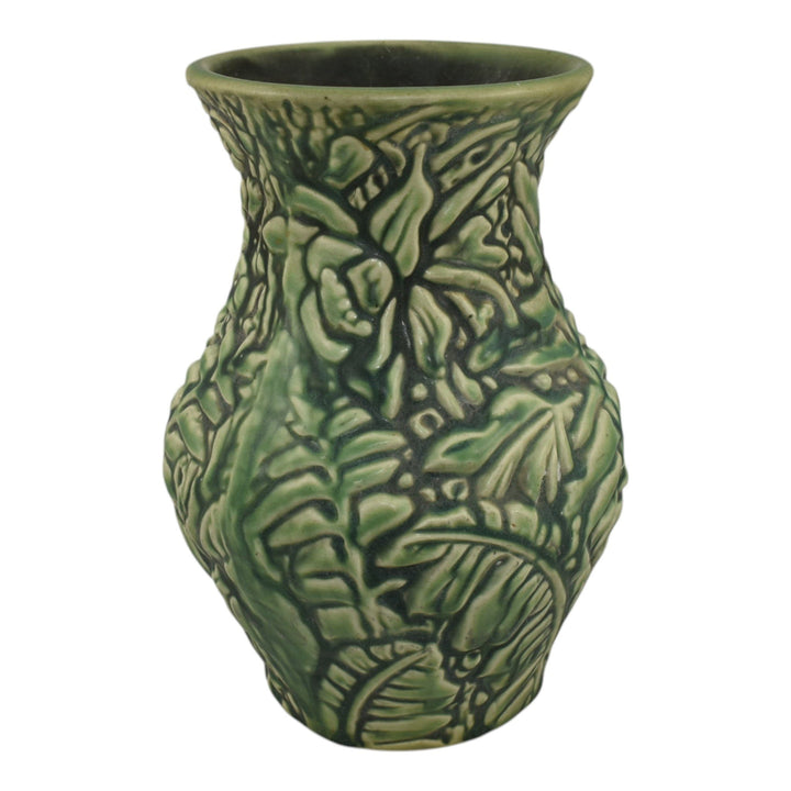 Weller Marvo 1920s Vintage Art Deco Pottery Green Palm Frond Ceramic Vase