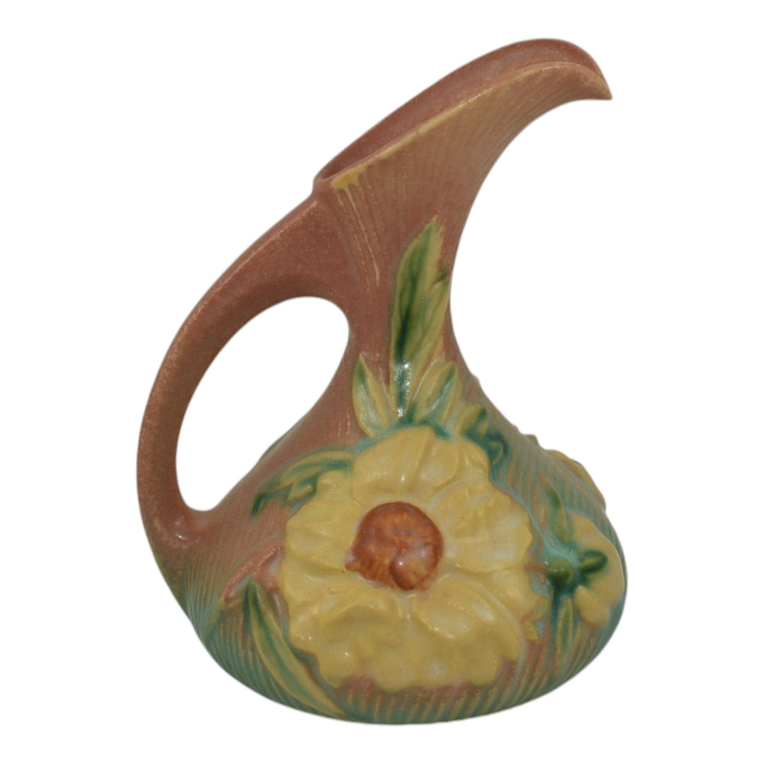 Roseville Peony Pink 1942 Mid Century Modern Pottery Pottery Ceramic Ewer 7-6 - Just Art Pottery
