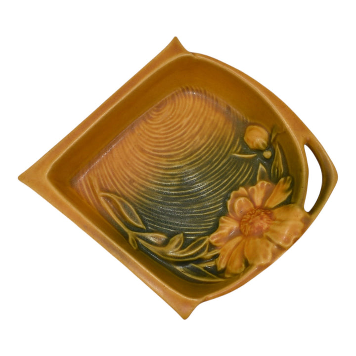 Roseville Peony Yellow 1942 Mid Century Modern Art Pottery Ceramic Tray 434-6