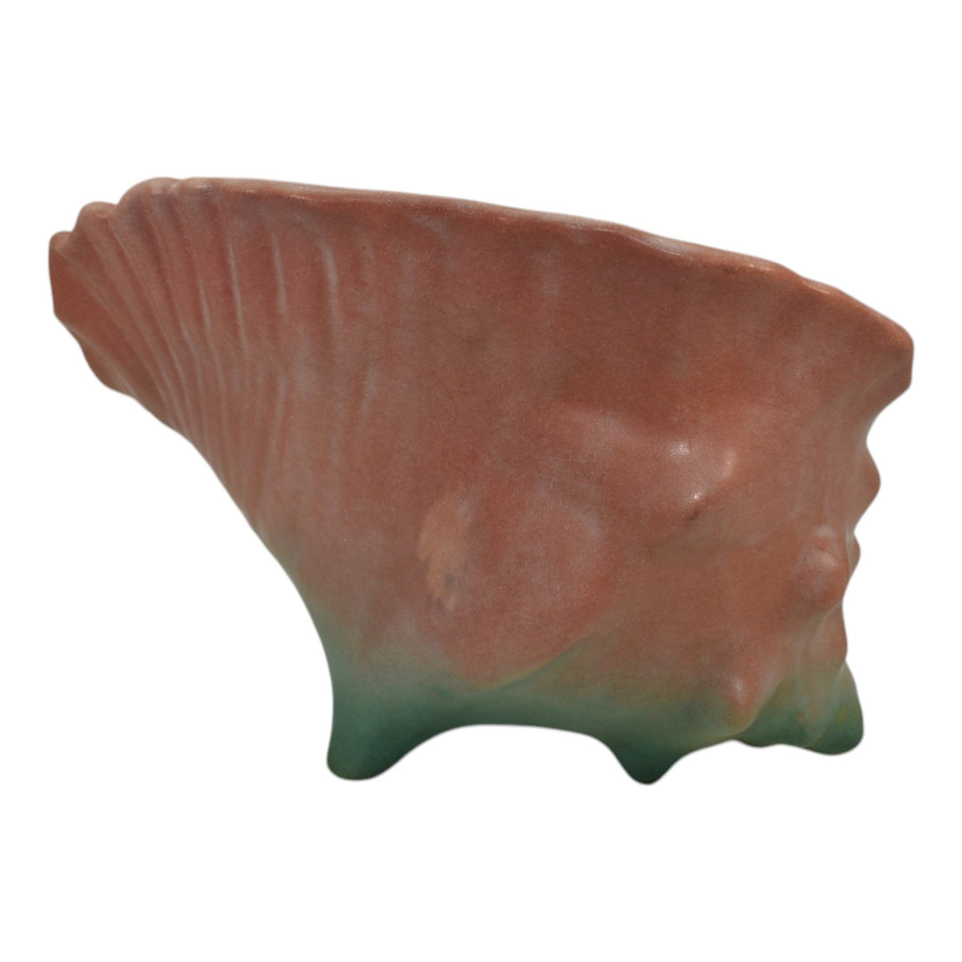 Roseville Peony Pink 1942 Vintage Art Pottery Conch Shell Planter Vase 436 - Just Art Pottery