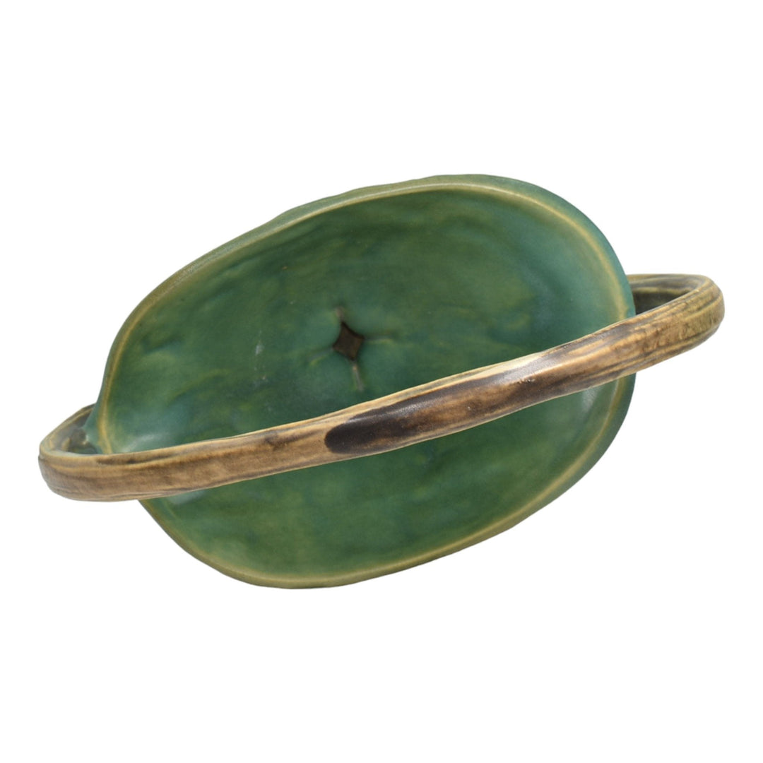 Roseville Bushberry Green 1941 Mid Century Modern Pottery Ceramic Basket 372-12 - Just Art Pottery