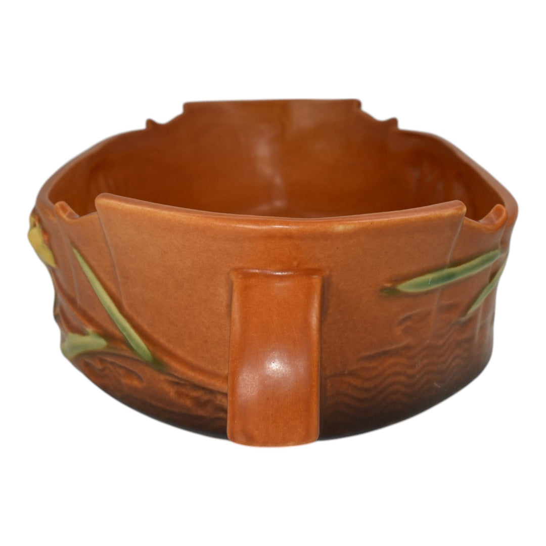 Roseville Freesia Brown 1945 Vintage Art Pottery Ceramic Console Bowl 468-12 - Just Art Pottery