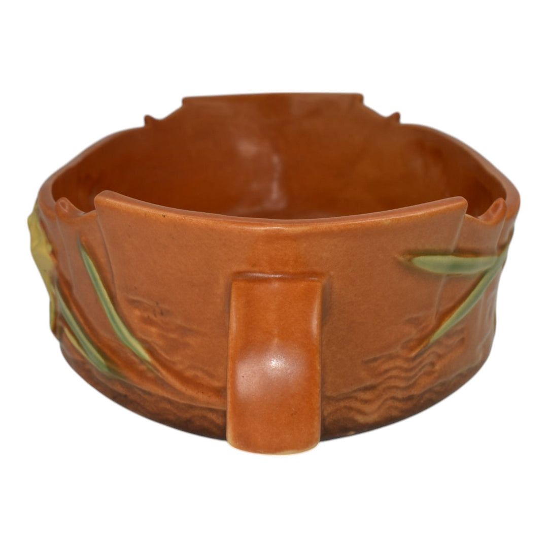 Roseville Freesia Brown 1945 Vintage Art Pottery Ceramic Console Bowl 468-12 - Just Art Pottery