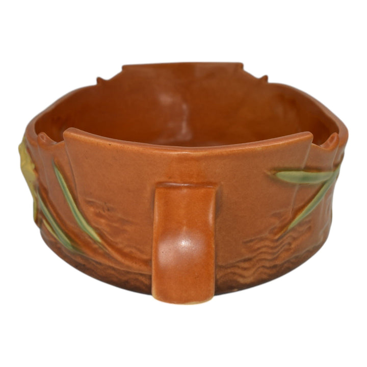 Roseville Freesia Brown 1945 Vintage Art Pottery Ceramic Console Bowl 468-12 - Just Art Pottery