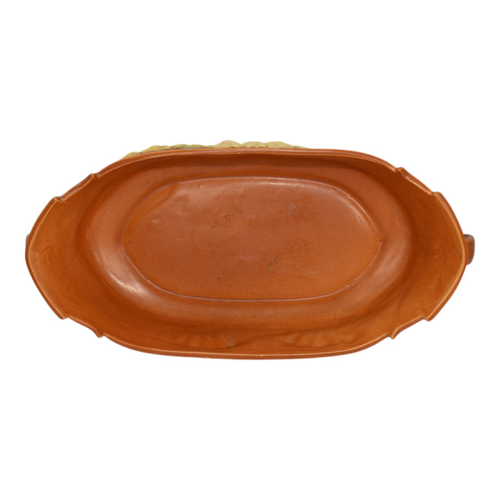 Roseville Freesia Brown 1945 Vintage Art Pottery Ceramic Console Bowl 468-12 - Just Art Pottery
