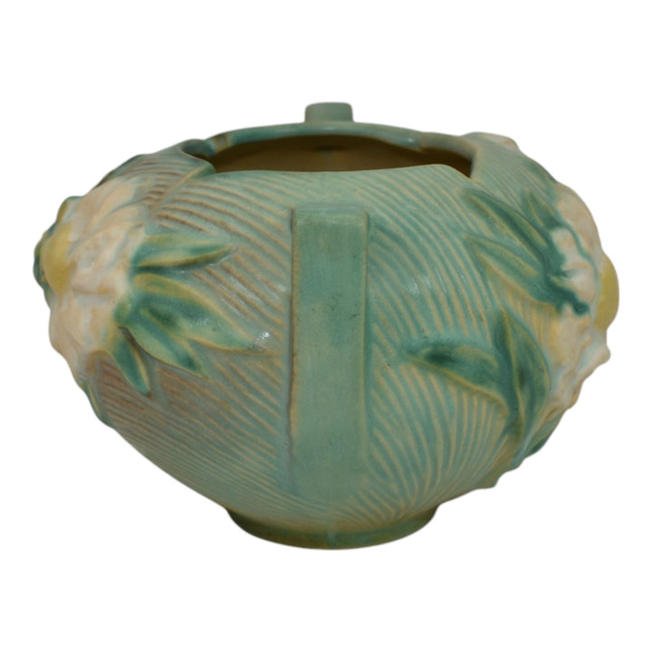 Roseville Peony Green 1942 Mid Century Modern Art Pottery Ceramic Bowl 427-4 - Just Art Pottery