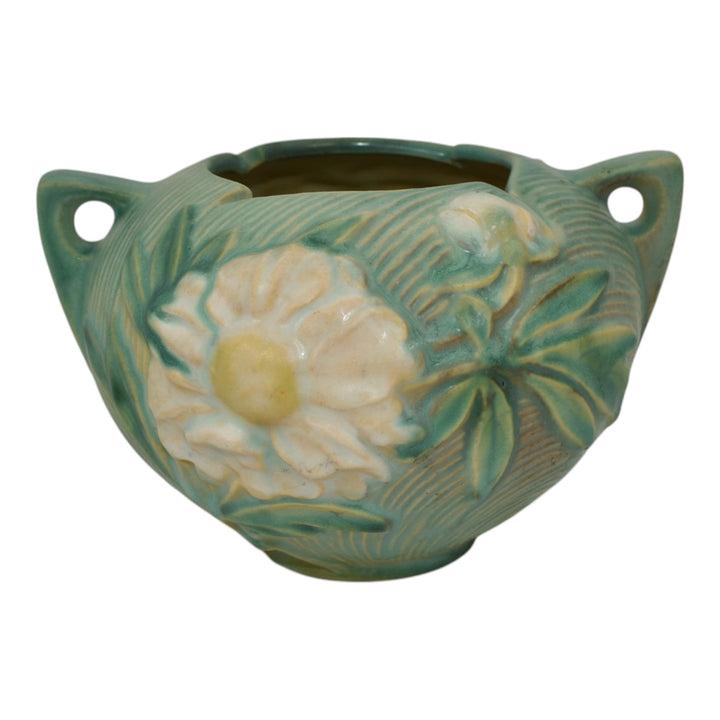 Roseville Peony Green 1942 Mid Century Modern Art Pottery Ceramic Bowl 427-4 - Just Art Pottery