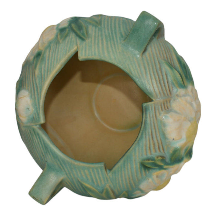 Roseville Peony Green 1942 Mid Century Modern Art Pottery Ceramic Bowl 427-4 - Just Art Pottery