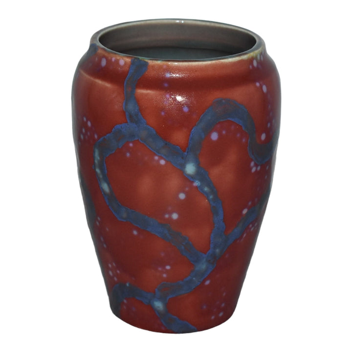 Paul Katrich Studio Pottery Red Blue Pink Luster Hand Made Ceramic Vase 846