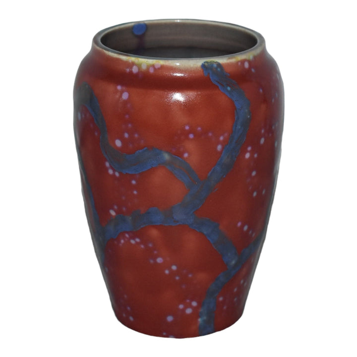 Paul Katrich Studio Pottery Red Blue Pink Luster Hand Made Ceramic Vase 846