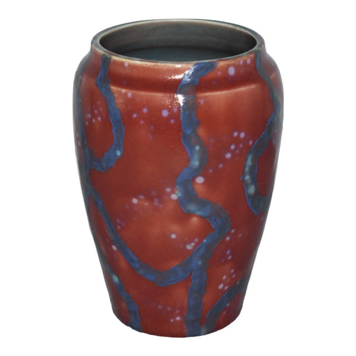 Paul Katrich Studio Pottery Red Blue Pink Luster Hand Made Ceramic Vase 846