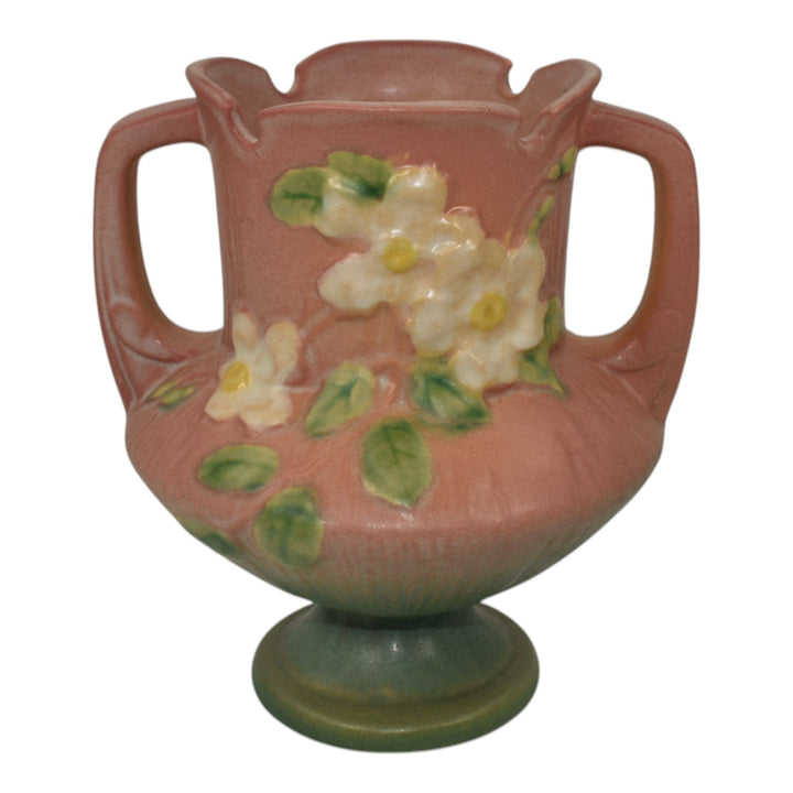 Roseville White Rose Pink 1940 Vintage Art Pottery Ceramic Vase 146-6